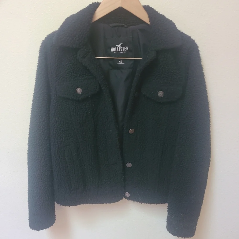 Hollister Women's Teddy Sherpa Trucker Jacket Black Size XS - Picture 1 of 6